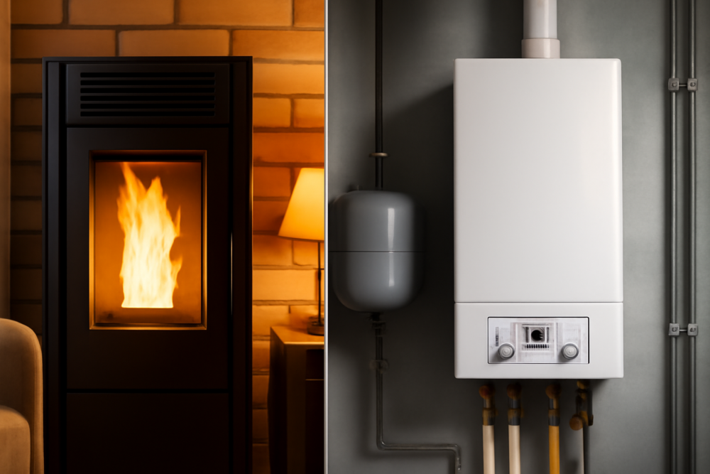 Pelletkachel naast een gasketel: kostenvergelijking voor thuisverwarming